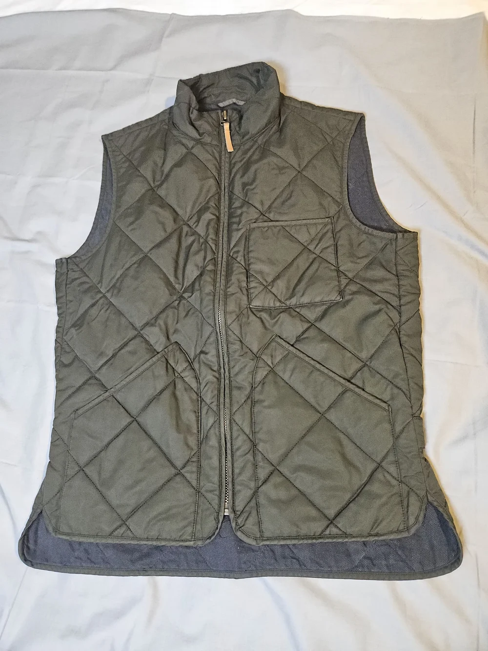 J. Crew Quilted Olive Green Men's Vest